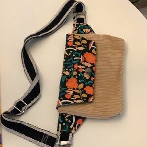 Handmade Mushrooms and Corduroy fabric Crossbody Bag